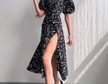 Сукня -міді зі шнурівкою на спинці та розрізом на ніжці | PUSHKA SHOP