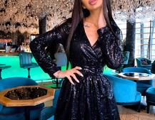 Платье в пайетки с широким поясом и завязками на талии Платье в пайетки с широким поясом и завязками на талии | PUSHKA SHOP