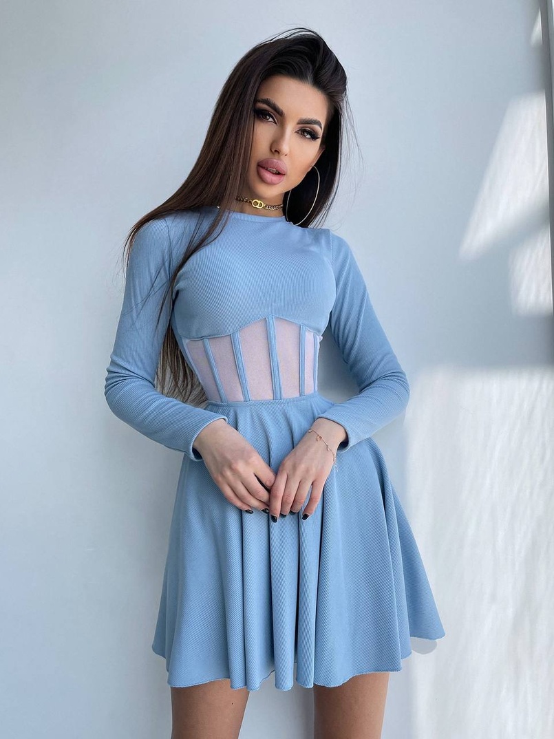 Приталена сукня з корсетною вставкою та спідницею-сонцем Приталена сукня з корсетною вставкою та спідницею-сонцем | PUSHKA SHOP