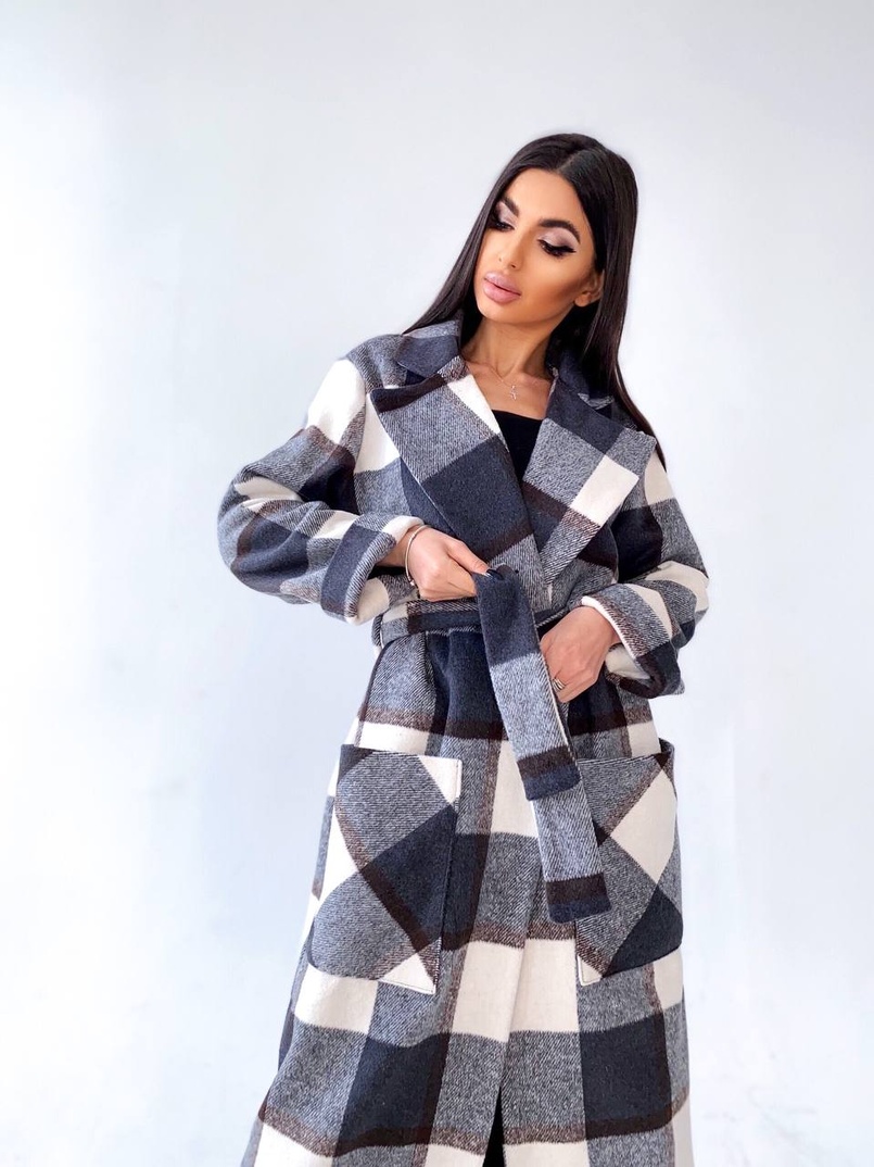 Кашемировое пальто в клетку на подкладке Кашемировое пальто в клетку на подкладке | PUSHKA SHOP