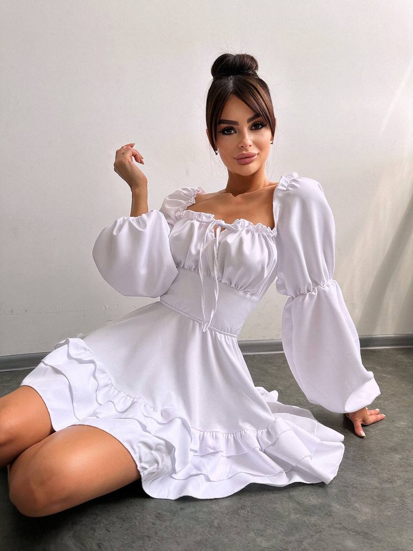 Сукня з воланами та шнурівкою  по спинці | PUSHKA SHOP