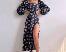 Сукня зі шнурівкою по спинці та розрізом на спідниці | PUSHKA SHOP