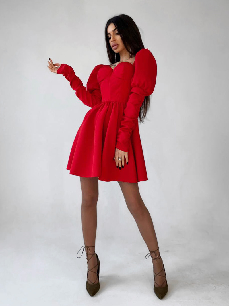 Платье-бюстье с объёмными рукавами и корсетными элементами На косточках, сзади на шнуровке. Платье-бюстье с объёмными рукавами и корсетными элементами На косточках, сзади на шнуровке. | PUSHKA SHOP