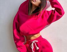 Базовий костюм на флісі з об'ємними капюшоном | PUSHKA SHOP