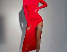 Сукня з розрізом, декорована бахромою зі страз | PUSHKA SHOP