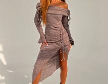 Трикотажна сукня міді з хомутом   | PUSHKA SHOP