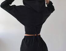 Костюм: укорочённое худи с корсетом+ джоггеры  Костюм: укорочённое худи с корсетом+ джоггеры  | PUSHKA SHOP