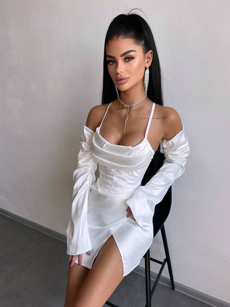 Комплект: корсет з рукавами    + спідниця міні з драпіруванням   | PUSHKA SHOP