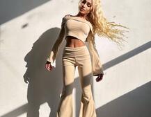 Трикотажний комплект: топ із хомутом + штани кльош | PUSHKA SHOP