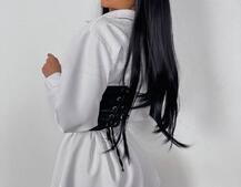 Приталена сукня-сорочка+корсет, декорований стразами | PUSHKA SHOP