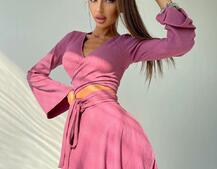 Комплект: топ с завязками на талии + юбка с запахом Комплект: топ с завязками на талии + юбка с запахом | PUSHKA SHOP