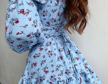 Сукня з квітковим принтом з воланами на ґудзиках  | PUSHKA SHOP