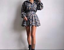 Комплект: сорочка + спідниця у клітинку  | PUSHKA SHOP