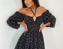 Шифоновое платье с завязками на груди Шифоновое платье с завязками на груди | PUSHKA SHOP