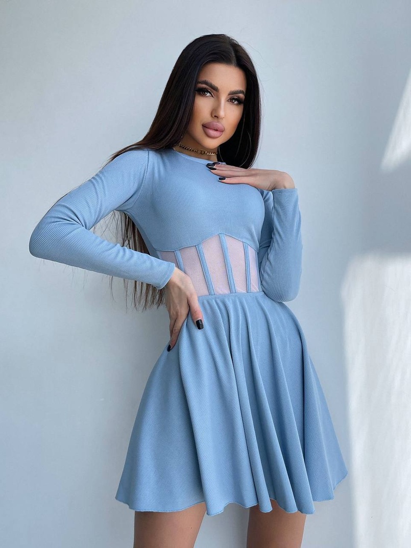 Приталена сукня з корсетною вставкою та спідницею-сонцем Приталена сукня з корсетною вставкою та спідницею-сонцем | PUSHKA SHOP