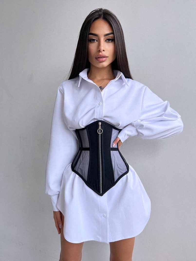 Приталена сорочка + корсет з блискавкою Приталена сорочка + корсет з блискавкою | PUSHKA SHOP