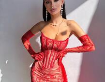 Сукня міні зі шлейфом та рукавичками Сукня міні зі шлейфом та рукавичками | PUSHKA SHOP