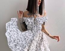 Муслинова сукня з принтом  | PUSHKA SHOP