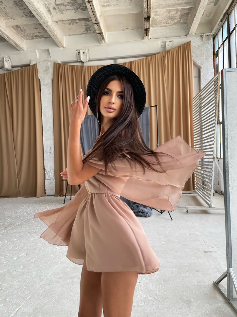 Шифоновый ромпер с расклешенными рукавами  Шифоновый ромпер с расклешенными рукавами  | PUSHKA SHOP