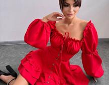 Сукня з воланами на ґудзиках  | PUSHKA SHOP