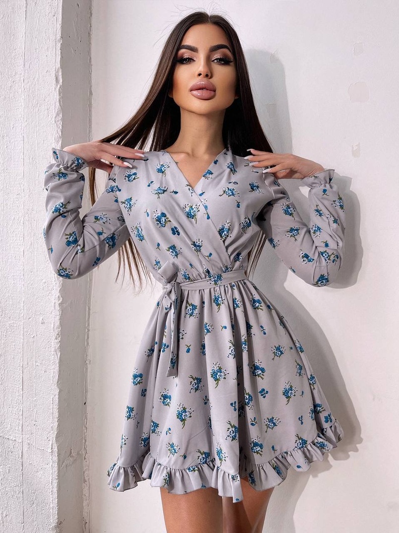 Сукня в квітковий принт з воланами | PUSHKA SHOP