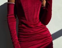 Оксамитова корсетна сукня міні, декорована стразами     Ручна робота  Оксамитова корсетна сукня міні, декорована стразами     Ручна робота  | PUSHKA SHOP