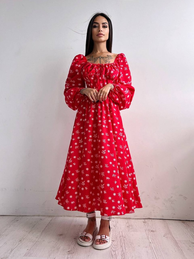 Сукня міді з розрізом на спідниці  | PUSHKA SHOP