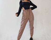 Комплект: топ + джоггеры из эко-кожи | PUSHKA SHOP