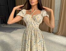 Летнее цветочное платье с завязками на груди Летнее цветочное платье с завязками на груди | PUSHKA SHOP