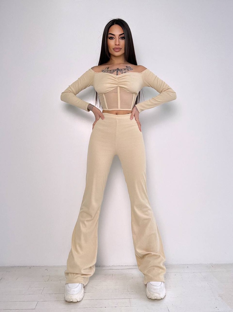 Комплект : штани кльош і топ з елементами корсету  | PUSHKA SHOP