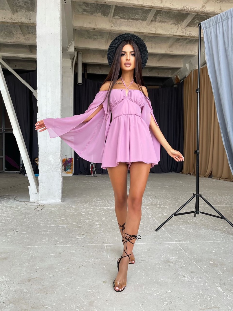 Шифоновый ромпер с расклешенными рукавами Шифоновый ромпер с расклешенными рукавами | PUSHKA SHOP