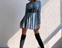 Приталена блискуча сукня з корсетною вставкою та пишною спідницею-сонцем | PUSHKA SHOP