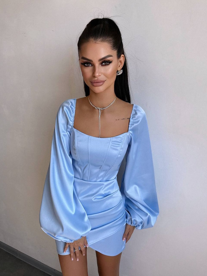 Атласний  комплект: корсет + спідниця з драпіруванням | PUSHKA SHOP