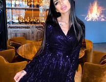 Платье в пайетки с широким поясом и завязками на талии | PUSHKA SHOP