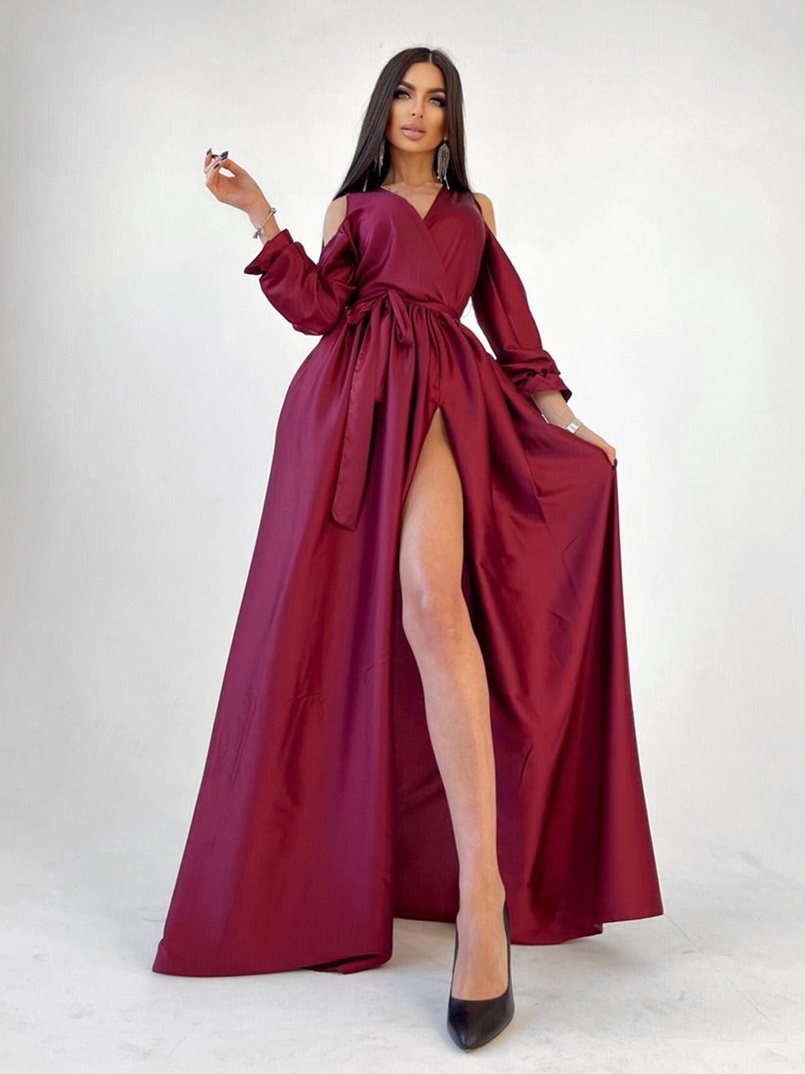 Шелковое платье макси с разрезом  Шелковое платье макси с разрезом  | PUSHKA SHOP