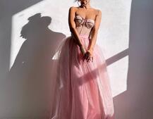 Комплект: корсет бюстьє декорований стразами + пишна спідниця максі  Ручна робота  | PUSHKA SHOP