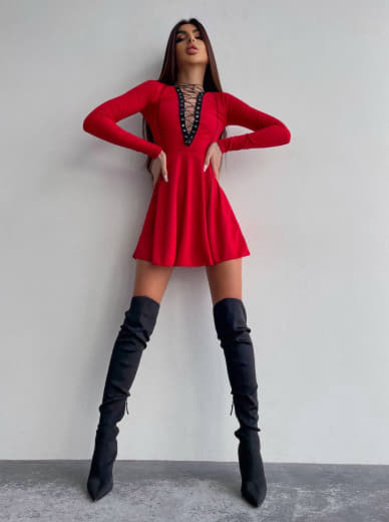 Сукня міні зі шнурівкою  | PUSHKA SHOP