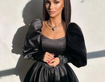 Сукня з обʼємними рукавами та спідницею балоном  | PUSHKA SHOP