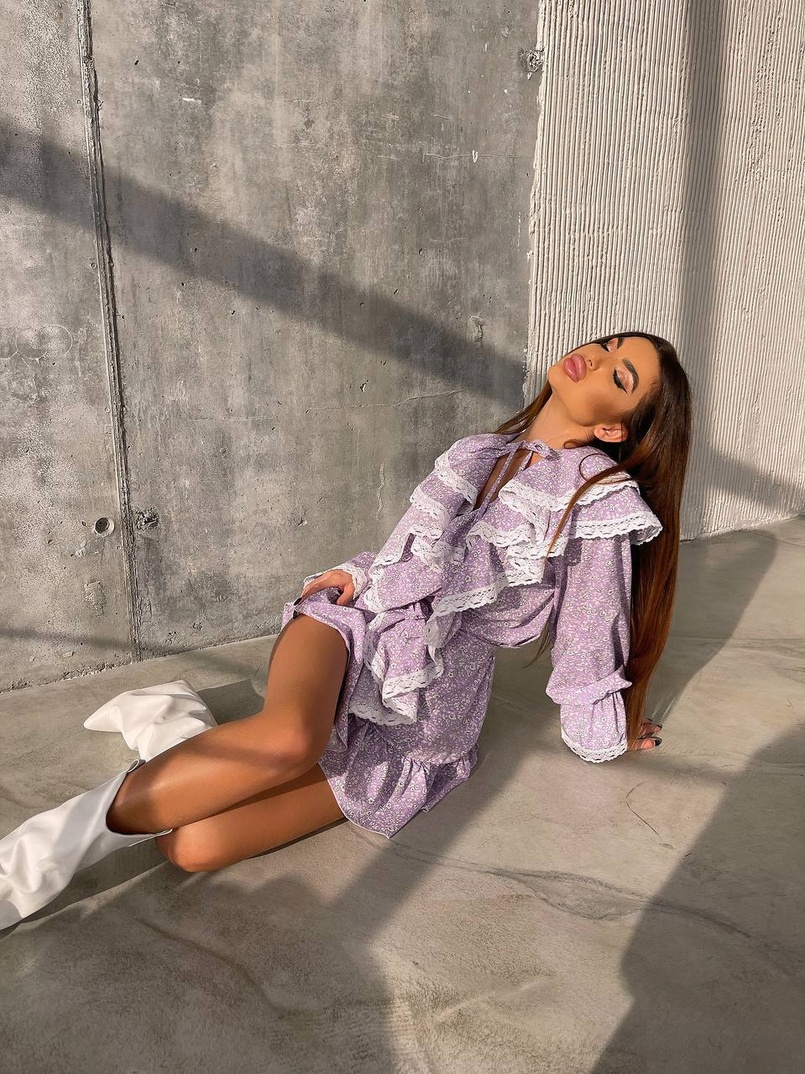 Сукня з квітковим принтом декорована мереживом    | PUSHKA SHOP