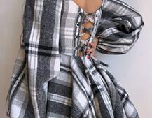 Корсетна сукня з подвійною спідницею та обʼємними рукавами у клітинку Корсетна сукня з подвійною спідницею та обʼємними рукавами у клітинку | PUSHKA SHOP