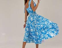 Сукня міді з чашечками в квітковий принт  | PUSHKA SHOP