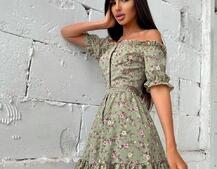 Цветочное платье с пышной юбкой и оборками | PUSHKA SHOP