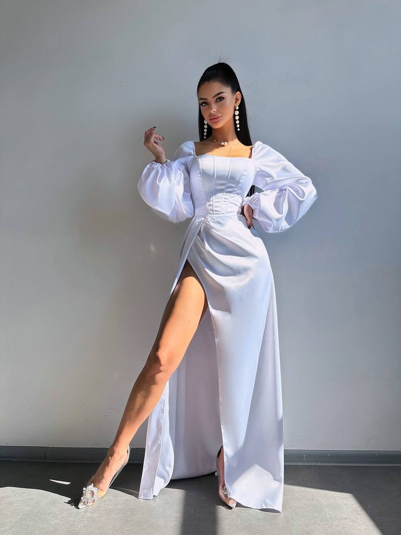 Атласний комплект: корсет + спідниця  максі з драпіруванням | PUSHKA SHOP