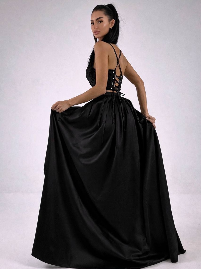 Атласний комплект: корсет + спідниця максі  | PUSHKA SHOP