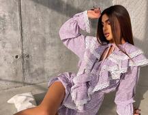 Сукня з квітковим принтом декорована мереживом    | PUSHKA SHOP