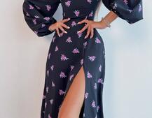 Сукня -міді зі шнурівкою на спинці та розрізом на ніжці | PUSHKA SHOP