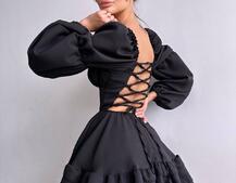 Сукня з воланами та шнурівкою  по спинці | PUSHKA SHOP