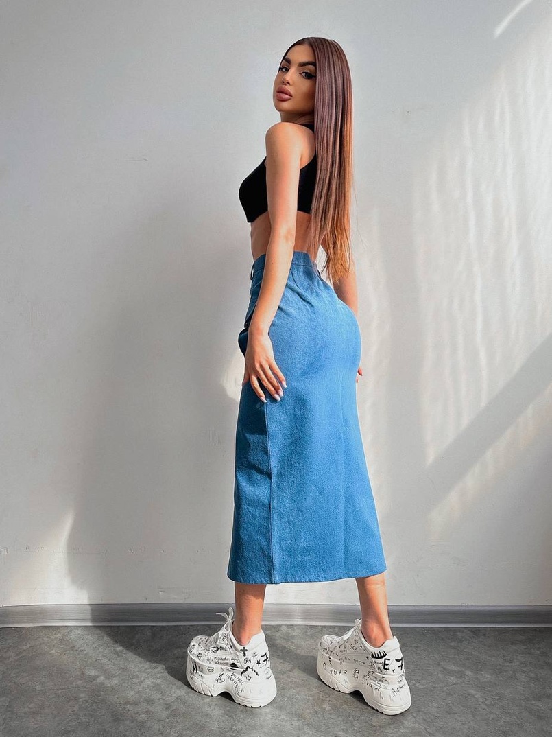 Комплект: джинсова спідниця  + топ з філіжанками  Комплект: джинсова спідниця  + топ з філіжанками  | PUSHKA SHOP