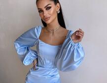 Атласний  комплект: корсет + спідниця з драпіруванням | PUSHKA SHOP