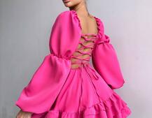 Сукня з воланами та шнурівкою  по спинці | PUSHKA SHOP